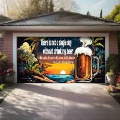 Oktoberfest 2025 Outdoor Garage Door Cover Banner Beer Tropical Beach Large Backdrop Decoration for Holiday Outdoor Garage Door Home Wall Decorations