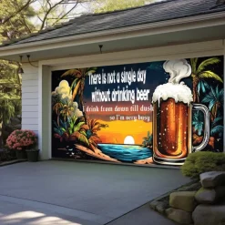 Oktoberfest 2025 Outdoor Garage Door Cover Banner Beer Tropical Beach Large Backdrop Decoration for Holiday Outdoor Garage Door Home Wall Decorations