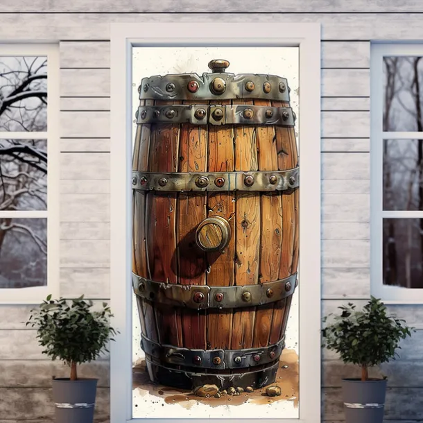 Oktoberfest Beer Barrel Door Covers Door Tapestry Door Curtain Decoration Backdrop Door Banner for Front Door Farmhouse Holiday Party Decor Supplies