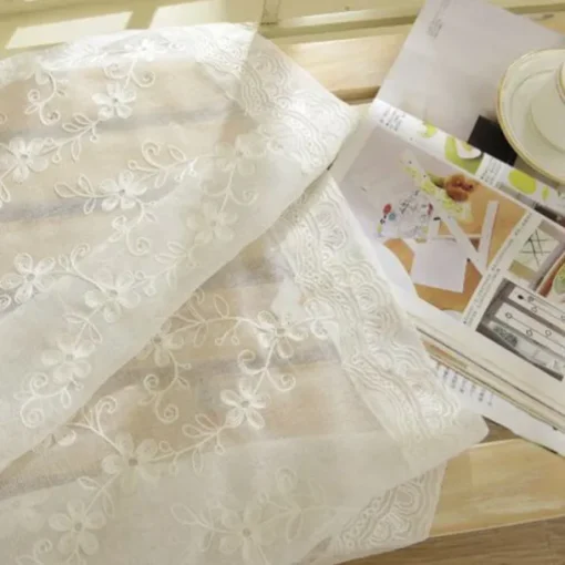 One Panel European Style Embroidered Gauze Curtain Living Room Bedroom Dining Room Semi Transparent Window Screen