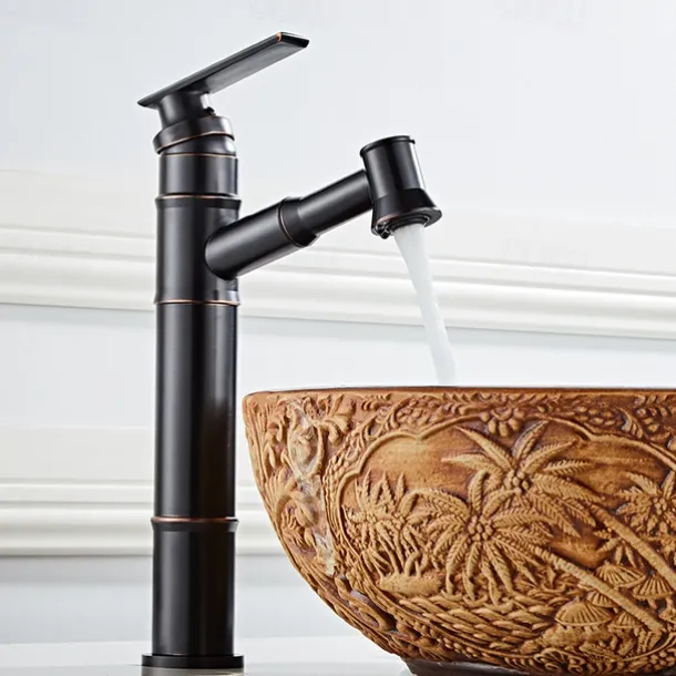 ORB Bathroom Sink Faucet,Pull out Spray Antique Brass Single Handle One Hole Bath Taps