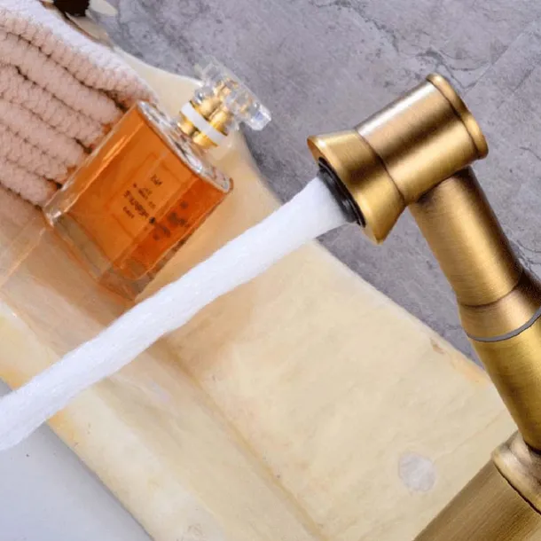 ORB Bathroom Sink Faucet,Pull out Spray Antique Brass Single Handle One Hole Bath Taps