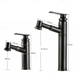 ORB Bathroom Sink Faucet,Pull out Spray Antique Brass Single Handle One Hole Bath Taps