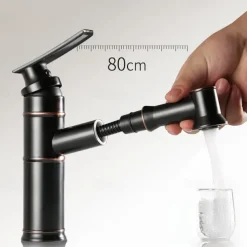 ORB Bathroom Sink Faucet,Pull out Spray Antique Brass Single Handle One Hole Bath Taps