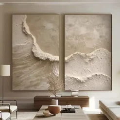 Original White Abstract Painting White Beige Texture Painting Abstract Wall Art Minimalist Abstract Painting Modern Art Living Room Art Stretched Frame Ready to Hang