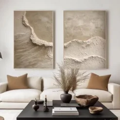 Original White Abstract Painting White Beige Texture Painting Abstract Wall Art Minimalist Abstract Painting Modern Art Living Room Art Stretched Frame Ready to Hang