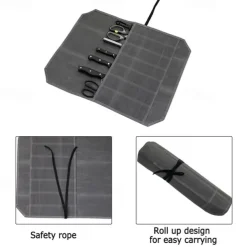 Outdoor Camping Picnic Portable Knife Bag Kitchen Knife Roll Bag Portable Wax Canvas Waterproof Cookware Kitchenware Storage Bag