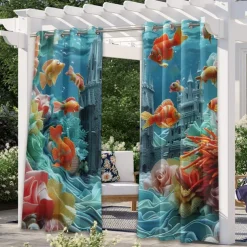 Outdoor Curtain for Patio Waterproof Indoor/Outdoor Rustproof Grommet Curtain Thermal Insulated Sunlight Block Drape for Gazebo/Porch, 2 Panels