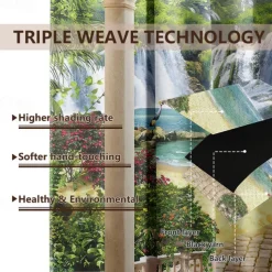 Outdoor Curtains Waterproof Windproof Weatherproof Curtain for Patio, Cabana, Porch, Pergola and Gazebo, Grommet Top Drape, 2 Panels Garden Theme