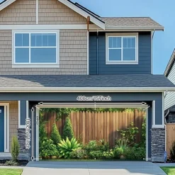 Outdoor Garage Door Cover Hedge Fall Autunm Banner Large Tapestry Backdrop Decoration for Holiday Outdoor Garage Door Home Wall Decorations