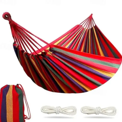 Outdoor Garden Camping Hammock With Tree Straps For Hanging, Durable Hammock Holds Up To 450lbs, Portable Hammock With Travel Bag Perfect For Outdoor/Indoor Patio Backyard Camping