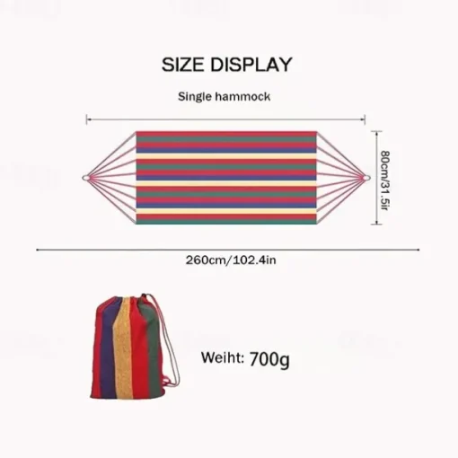 Outdoor Garden Camping Hammock With Tree Straps For Hanging, Durable Hammock Holds Up To 450lbs, Portable Hammock With Travel Bag Perfect For Outdoor/Indoor Patio Backyard Camping