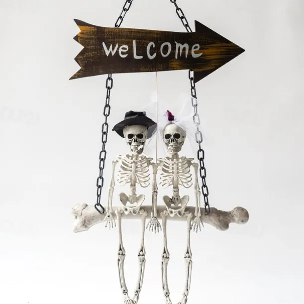 Outdoor Halloween Decor Scary Voice Effects LED Hanging Decor Decorations Outdoor Scary Skeleton with Light Up Eyes Swing Flying for Yard Garden Patio Cute Halloween Decor