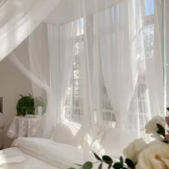 Outdoor Indoor Bed Canopy Mosquito Net 4 Corners Post Easy Installation Princess Style Suitable for Adults and Children without Bracket