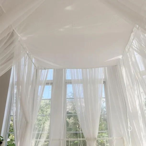 Outdoor Indoor Bed Canopy Mosquito Net 4 Corners Post Easy Installation Princess Style Suitable for Adults and Children without Bracket