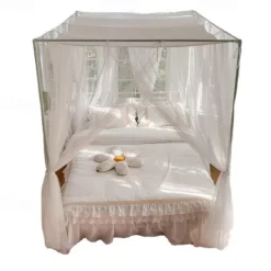 Outdoor Indoor Bed Canopy Mosquito Net 4 Corners Post Easy Installation Princess Style Suitable for Adults and Children without Bracket