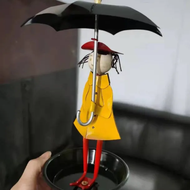 Outdoor Iron Hanging Bird Feeder, Umbrella Girl Bird Feeder, Garden Patio Bird Feeding Station, Metal Craft Ornament for Outdoor Decor