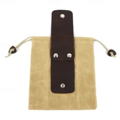 Outdoor leather canvas picking bag jungle foraging bag camping storage waist bag fruit picking bag