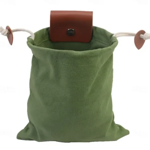 Outdoor leather canvas picking bag jungle foraging bag camping storage waist bag fruit picking bag