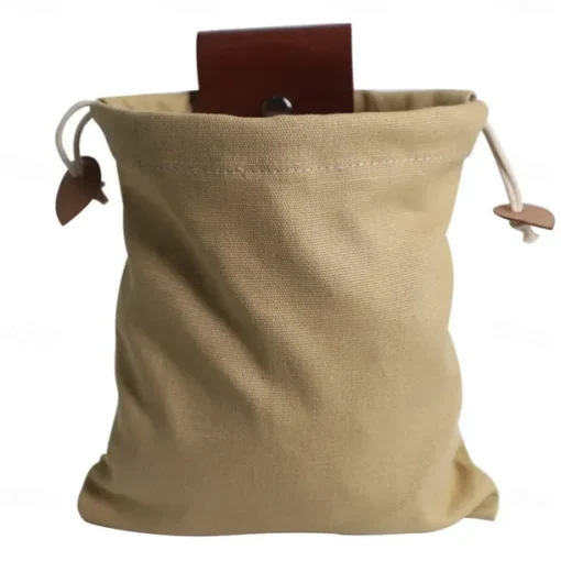 Outdoor leather canvas picking bag jungle foraging bag camping storage waist bag fruit picking bag