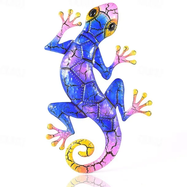 Outdoor Metal Decoration,Gecko Figurine,Hanging Gecko Wall Art Ornaments Lizard Wall Sculptures & Statues Decoration for Home Garden Farmhouse Porch Patio Lawn Fence Backyard