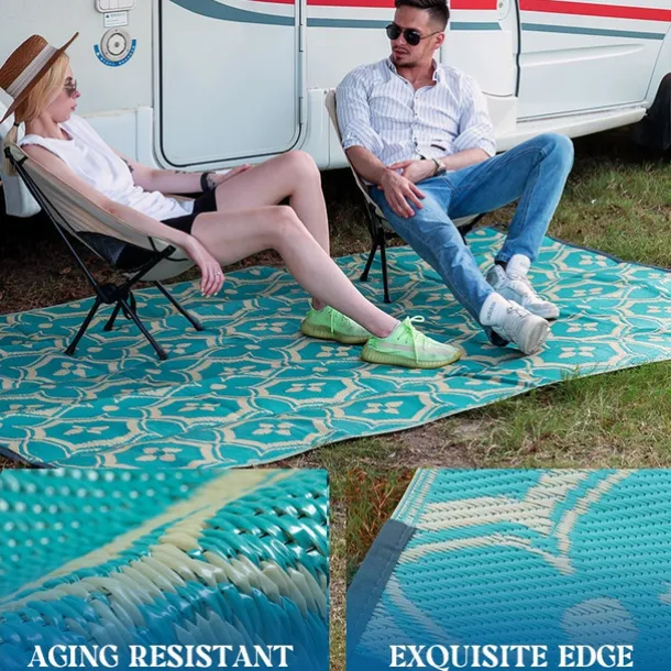 Outdoor Rug Plastic Straw Outside Area Rug Carpet 4x6ft Waterproof Reversible Portable Patio Decor Rug RV Camping Balcony Picnic Mat