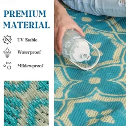 Outdoor Rug Plastic Straw Outside Area Rug Carpet 4x6ft Waterproof Reversible Portable Patio Decor Rug RV Camping Balcony Picnic Mat