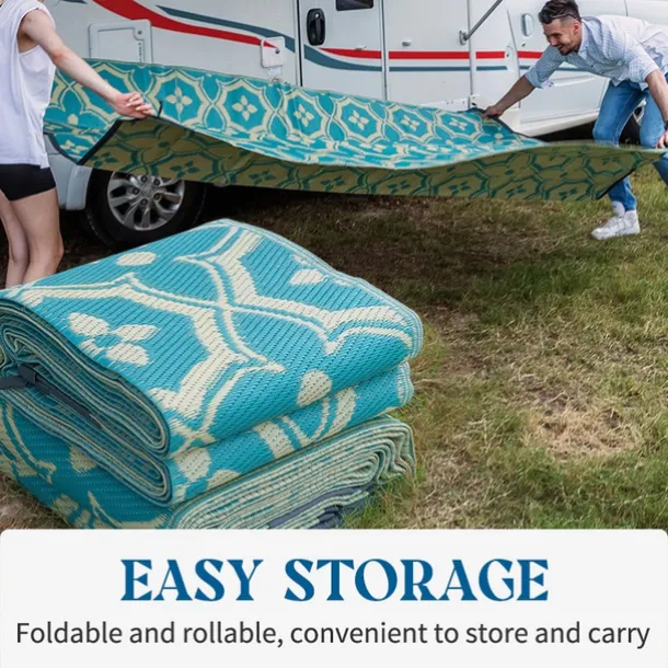 Outdoor Rug Plastic Straw Outside Area Rug Carpet 4x6ft Waterproof Reversible Portable Patio Decor Rug RV Camping Balcony Picnic Mat