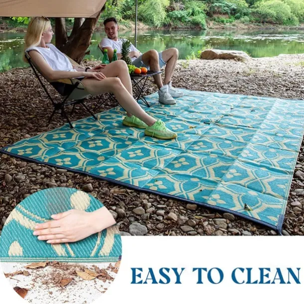 Outdoor Rug Plastic Straw Outside Area Rug Carpet 4x6ft Waterproof Reversible Portable Patio Decor Rug RV Camping Balcony Picnic Mat