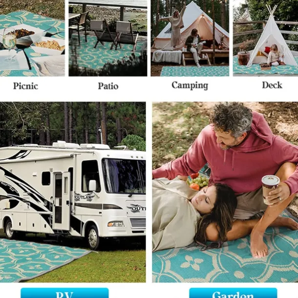 Outdoor Rug Plastic Straw Outside Area Rug Carpet 4x6ft Waterproof Reversible Portable Patio Decor Rug RV Camping Balcony Picnic Mat