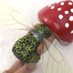 Outdoor Sleeping Little Forest Mushroom Fairy Resin Statue Decoration, Mini Hand Painted Resin Crafts Ornament for Home Garden Office