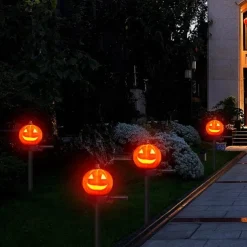 Outdoor Solar Powered Pumpkin Lights Halloween Decorative Pathway Light For Garden Yard Lawn Landscape Holiday Lights 1/2pcs