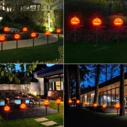 Outdoor Solar Powered Pumpkin Lights Halloween Decorative Pathway Light For Garden Yard Lawn Landscape Holiday Lights 1/2pcs