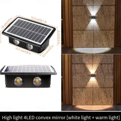 Outdoor Solar Wall Lights LED Garden Lights Smart Light Control Sensor Waterproof Wall Light Courtyard Porch Lamp Balcony Fence Passage Lighting Landscape Decoration Solar Night Light