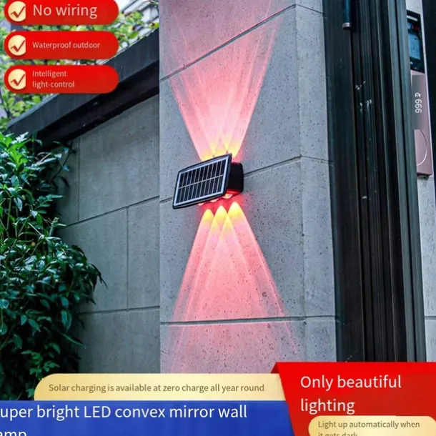 Outdoor Solar Wall Lights LED Garden Lights Smart Light Control Sensor Waterproof Wall Light Courtyard Porch Lamp Balcony Fence Passage Lighting Landscape Decoration Solar Night Light