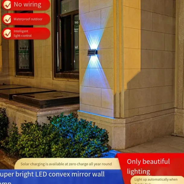 Outdoor Solar Wall Lights LED Garden Lights Smart Light Control Sensor Waterproof Wall Light Courtyard Porch Lamp Balcony Fence Passage Lighting Landscape Decoration Solar Night Light
