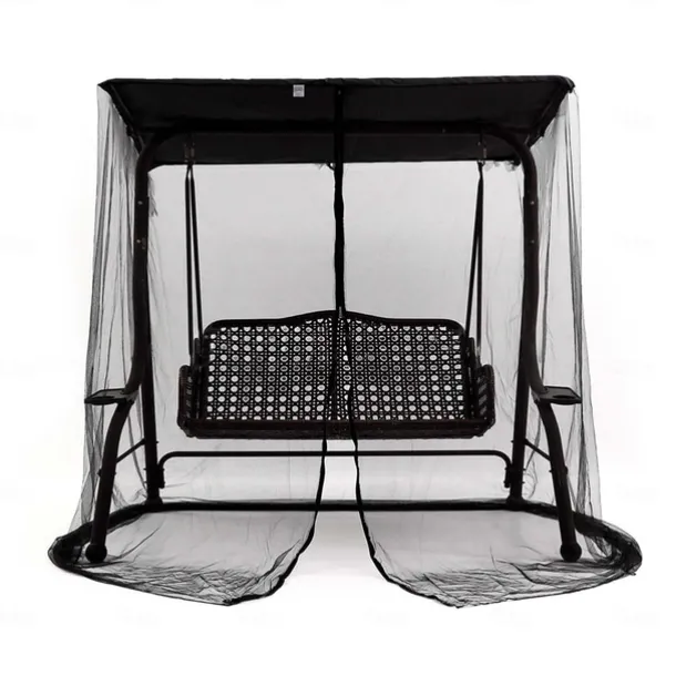 Outdoor Swing Chair Mosquito Net, Polyester Mesh Screen with Zipper Opening and Roof Waterproof Top Cloth, Patio Mesh Mosquito Netting