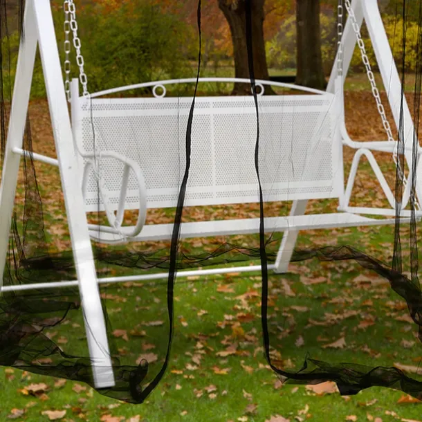 Outdoor Swing Chair Mosquito Net, Polyester Mesh Screen with Zipper Opening and Roof Waterproof Top Cloth, Patio Mesh Mosquito Netting