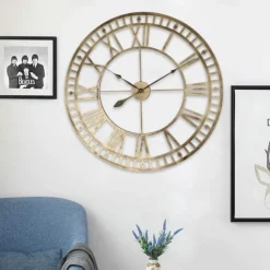 Outdoor Wall Clock Large Roman Numerals Design 3D Decorative Wall Clock Silent Quartz Clock Large Wall Clocks for Living Room Kitchen Outdoor Country House Hallway in Courtyard Loft 40 60 cm