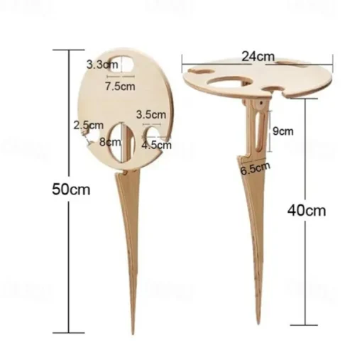 Outdoor Wine Table, Folding Wine Table Stake, Outdoor Wine Picnic Table, Portable Wine Glasses & Bottle Holder, Snack and Cheese Holder Tray for Backyard Camping, Beach, Wood Wine Rack