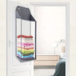 Over the Door Laundry Hamper,Collapsible Hanging Mesh Laundry Hamper Basket with Zipper for Dirty Clothes Organizer,Space Saving Laundry Bag for Bathroom, Bedroom