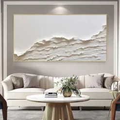 Oversized Seaswaves white Textured Painting handmade Clouds Abstract Painting Extra Large Wall Art pattle knife wave painting seascape painting Hand-painted Acrylic Minimalist Paintings