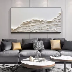 Oversized Seaswaves white Textured Painting handmade Clouds Abstract Painting Extra Large Wall Art pattle knife wave painting seascape painting Hand-painted Acrylic Minimalist Paintings