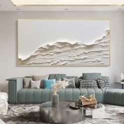 Oversized Seaswaves white Textured Painting handmade Clouds Abstract Painting Extra Large Wall Art pattle knife wave painting seascape painting Hand-painted Acrylic Minimalist Paintings