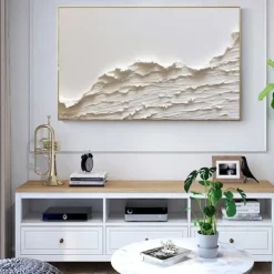 Oversized Seaswaves white Textured Painting handmade Clouds Abstract Painting Extra Large Wall Art pattle knife wave painting seascape painting Hand-painted Acrylic Minimalist Paintings