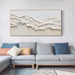 Oversized Seaswaves white Textured Painting handmade Clouds Abstract Painting Extra Large Wall Art pattle knife wave painting seascape painting Hand-painted Acrylic Minimalist Paintings