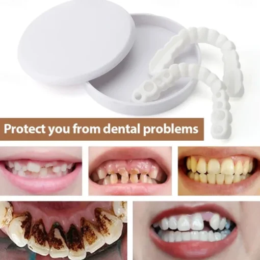 1Pack Silicone Teeth Whitening Teeth Cover Teeth Braces Simulation Denture Upper Teeth Lower Teeth Set with Box Perfect Smile