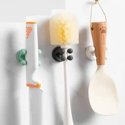 1-Pack Silicone Toothbrush Holders - Multi-Function Waterproof Self-Adhesive Wall Hooks for Bathroom, Kitchen, Living Room, and Office