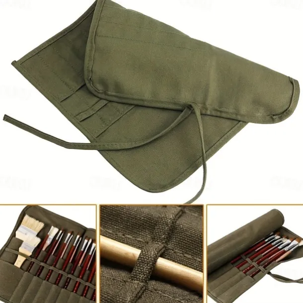 Paint Brush Holder 22 Slots/30 Slots Paint Brush Storage Acrylic Oil Watercolor Gouache Paint Brush Roll Canvas Bag Oil Paint Brush Brush Pen Bag Water Chalk Storage Bag For Artists
