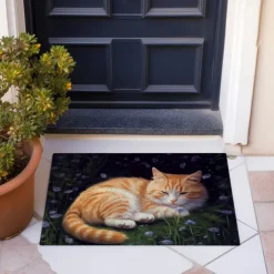 Painting Cat Doormat Floor Mats Washable Rugs Kitchen Mat Non-Slip Oil Proof Rug Indoor Outdoor Mat Bedroom Decor Bathroom Mat Entrance Rug